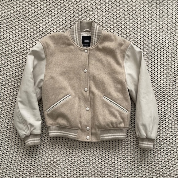 Pernille x Mango Cream Wool Bomber Baseball / Letterman's Jacket - Picture 3 of 9